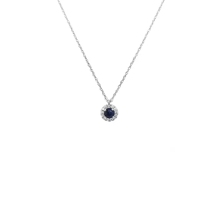 Gold pendant with sapphire and diamonds