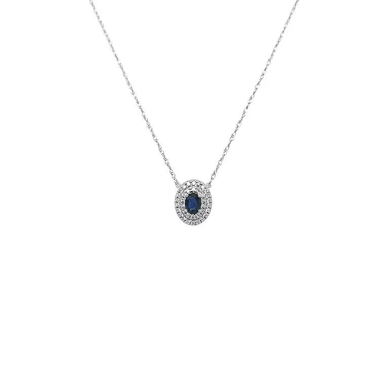 Gold pendant with sapphire and diamonds
