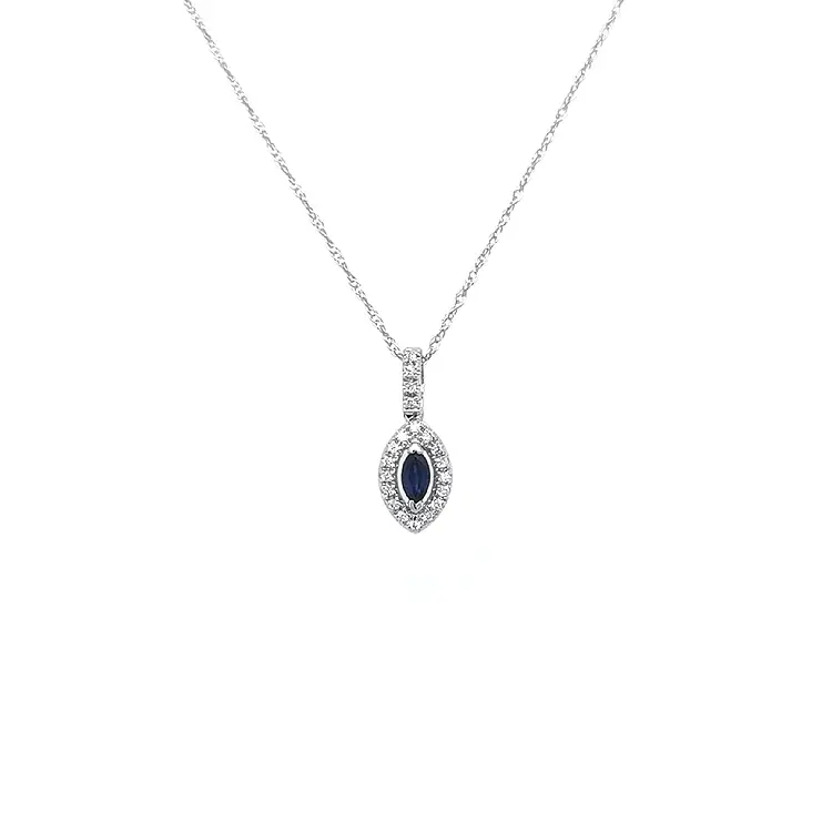 Gold pendant with sapphire and diamonds