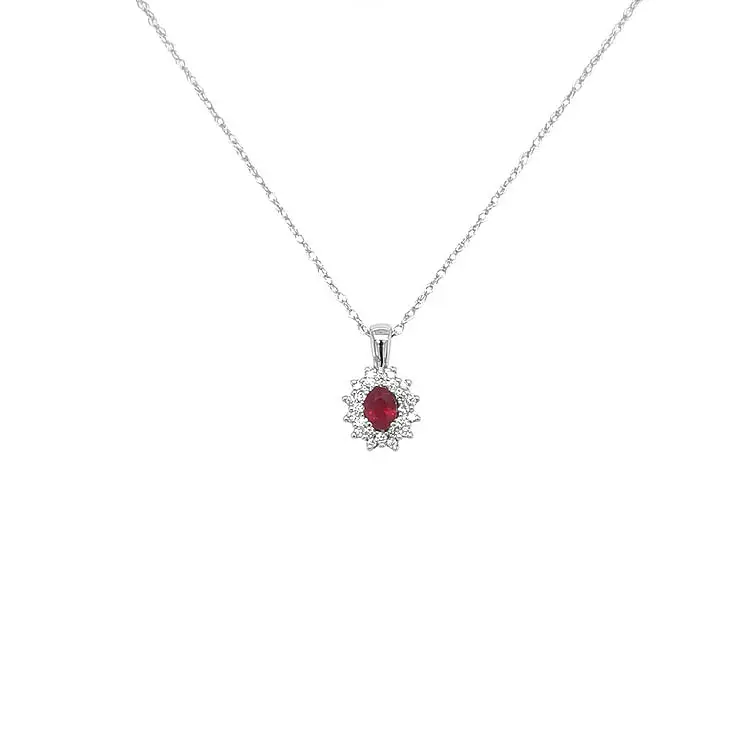 Ruby pendant with white gold diamonds
