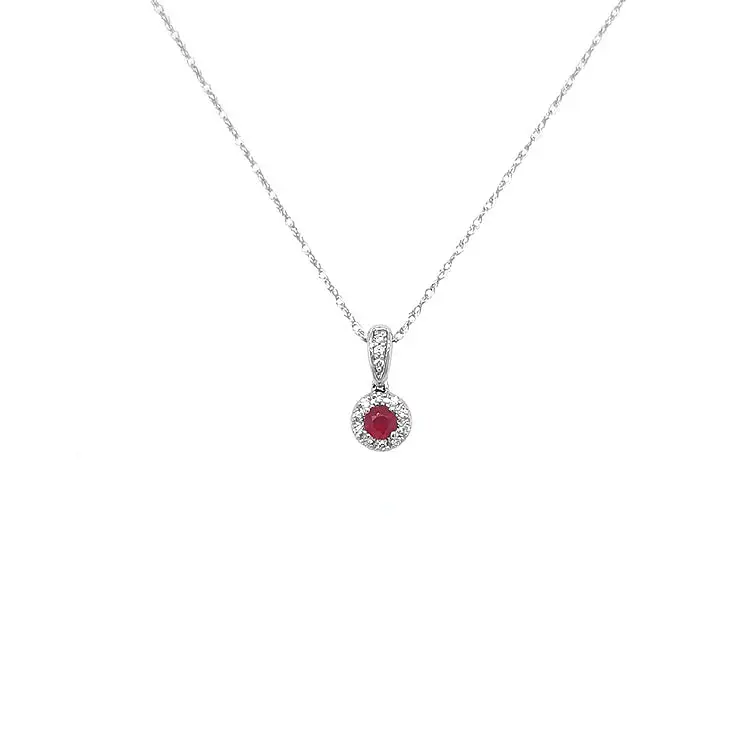 Ruby pendant with white gold diamonds