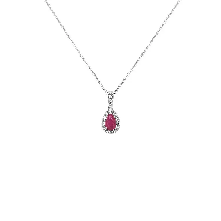 Ruby pendant with white gold diamonds