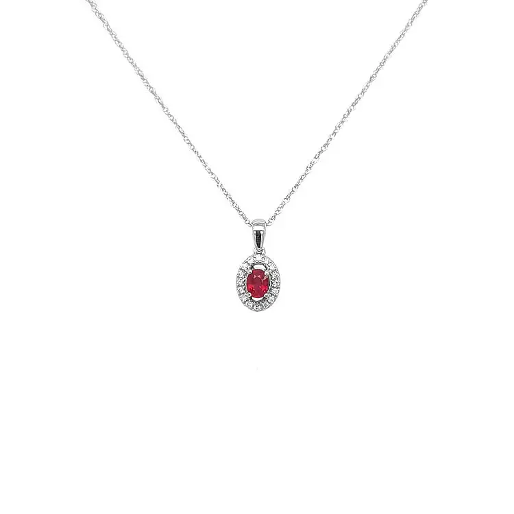 Ruby pendant with white gold diamonds