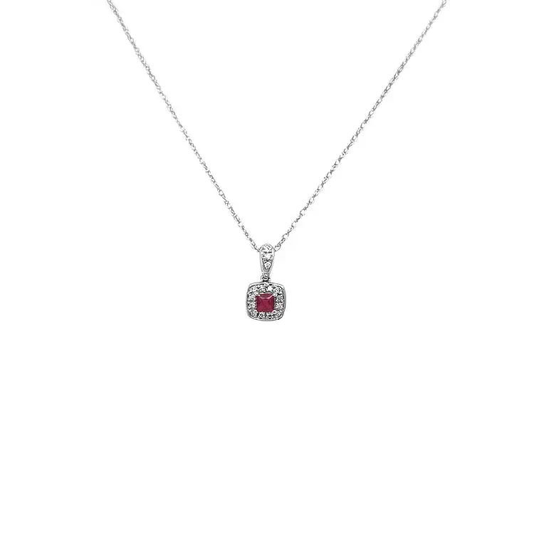 Ruby pendant with white gold diamonds