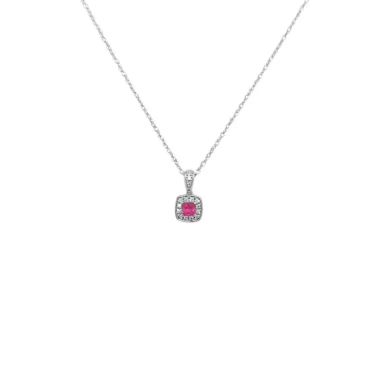 Ruby pendant with white gold diamonds
