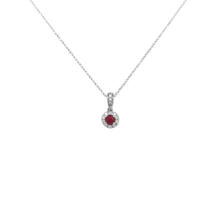 Ruby pendant with white gold diamonds