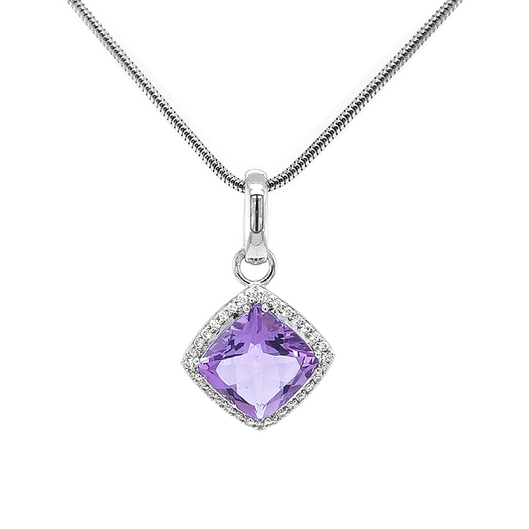 Gold Pendant with Amethyst and Diamonds