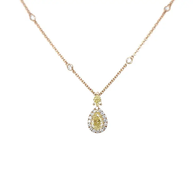 Gold pendant Crivelli with yellow fancy diamonds