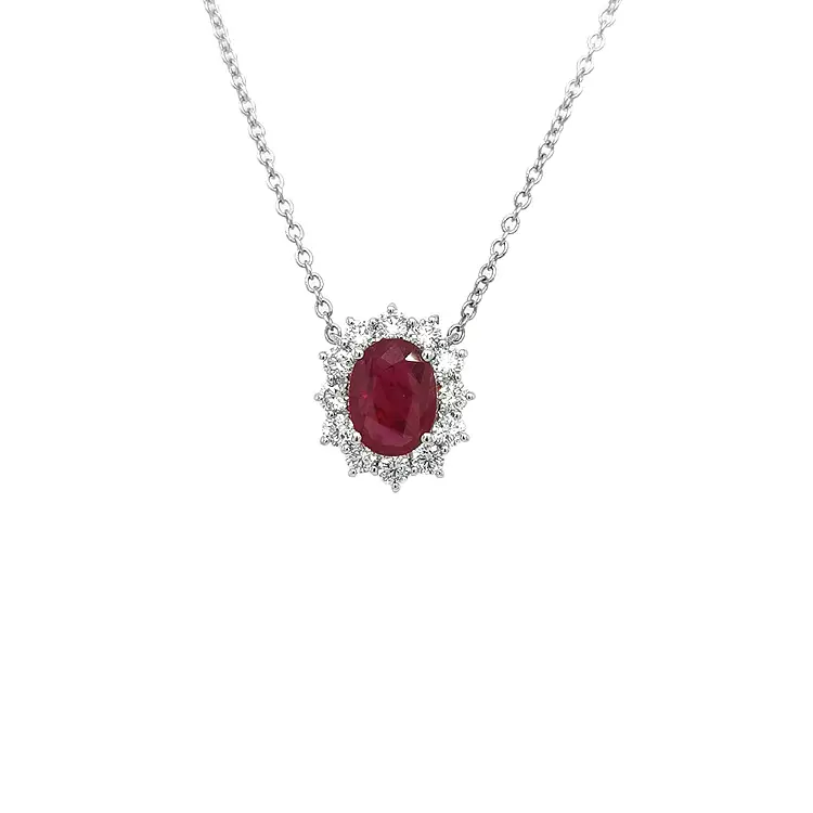 Gold Pendant with Ruby and Diamonds