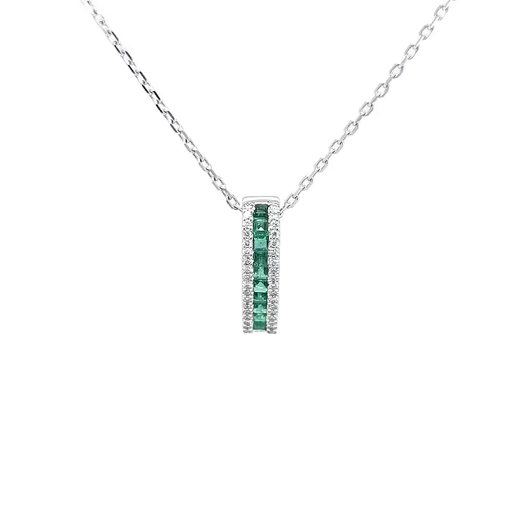 Gold Pendant Emeralds and Diamonds