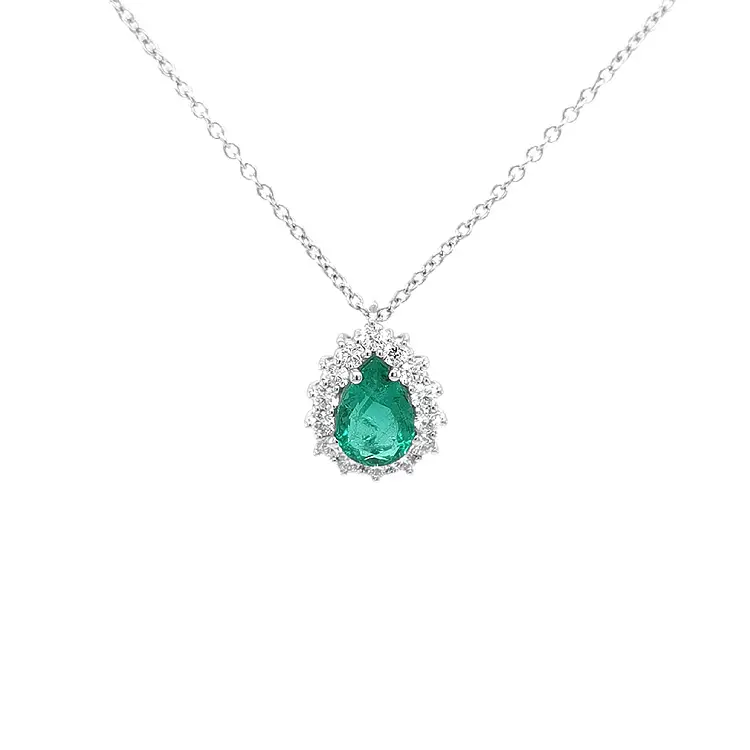 Gold Pendant with Emerald and Diamonds
