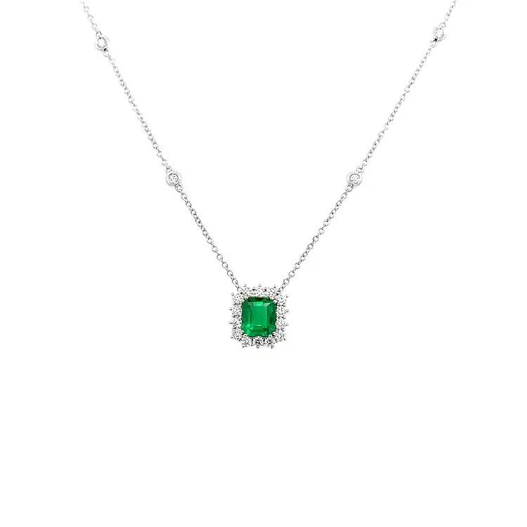 Gold Pendant with Emerald and Diamonds