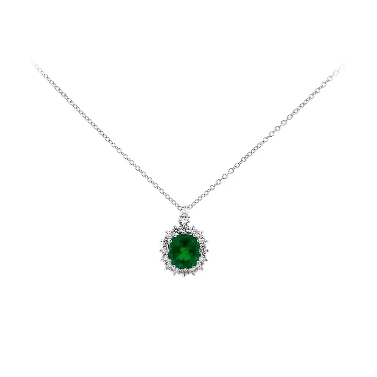 Gold Pendant with Emerald and Diamonds