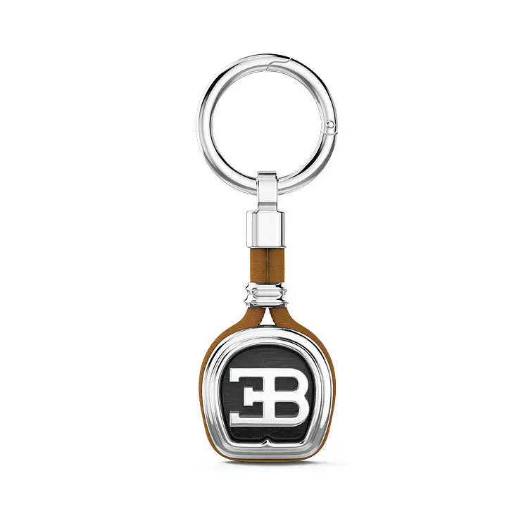 Silver Zancan Bugatti key ring with leather P002-MA