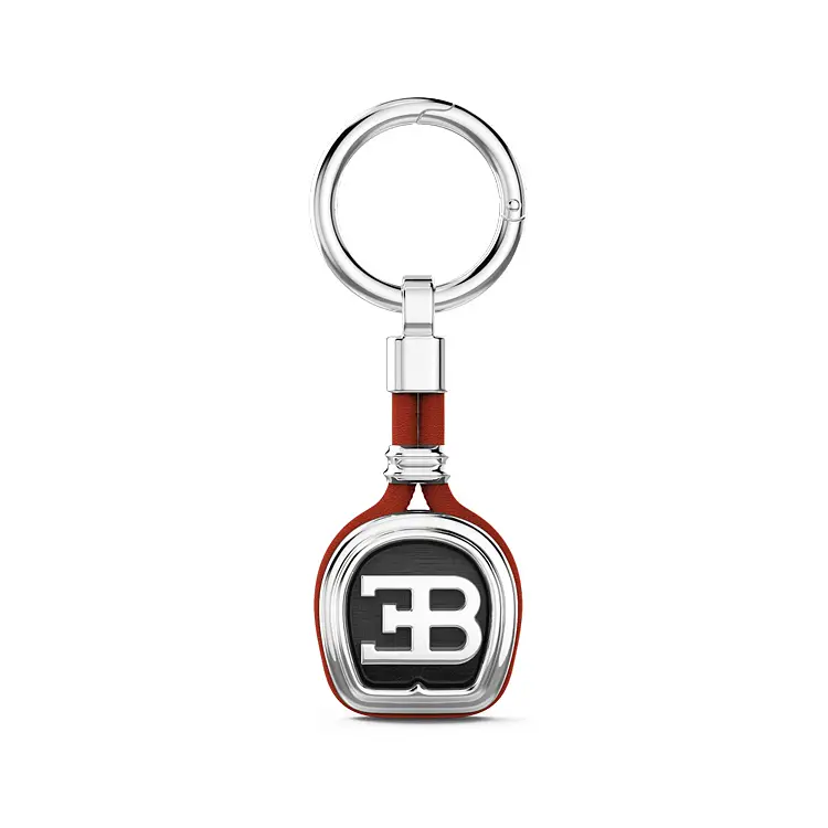 Silver Keyring Zanacn Bugatti with Leather P002-RO