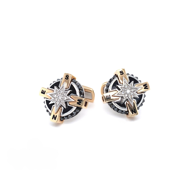 Gold Cufflinks Zancan Black Magic Magnum EP0041RB