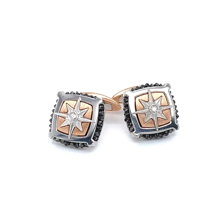 Gold Cufflinks Zancan Black Magic EP0119BR