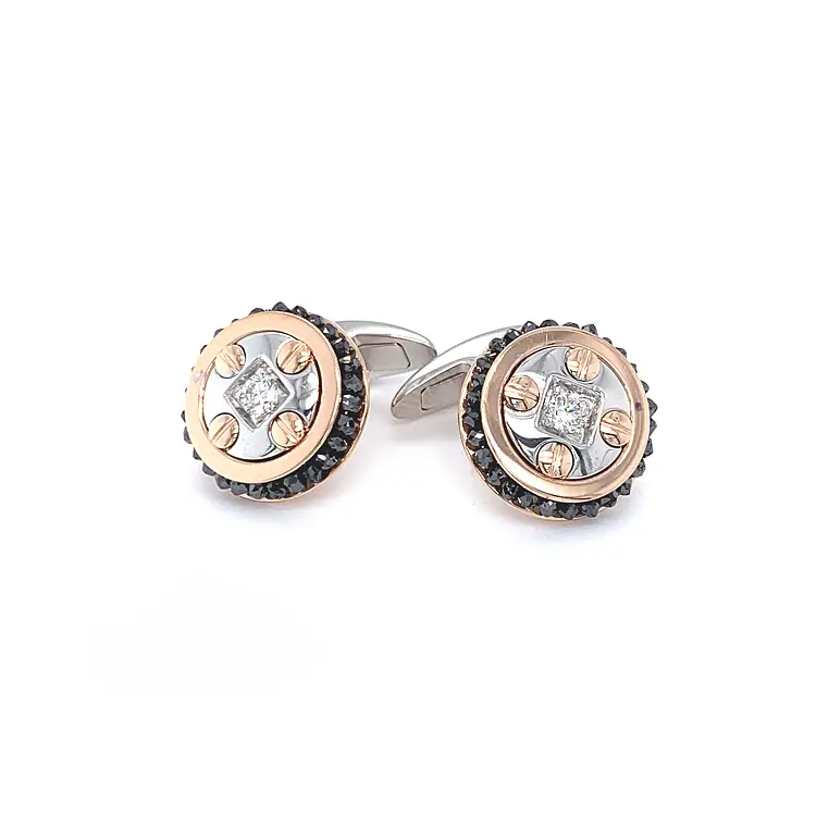 Gold Cufflinks Zancan Black Magic EPO124RB