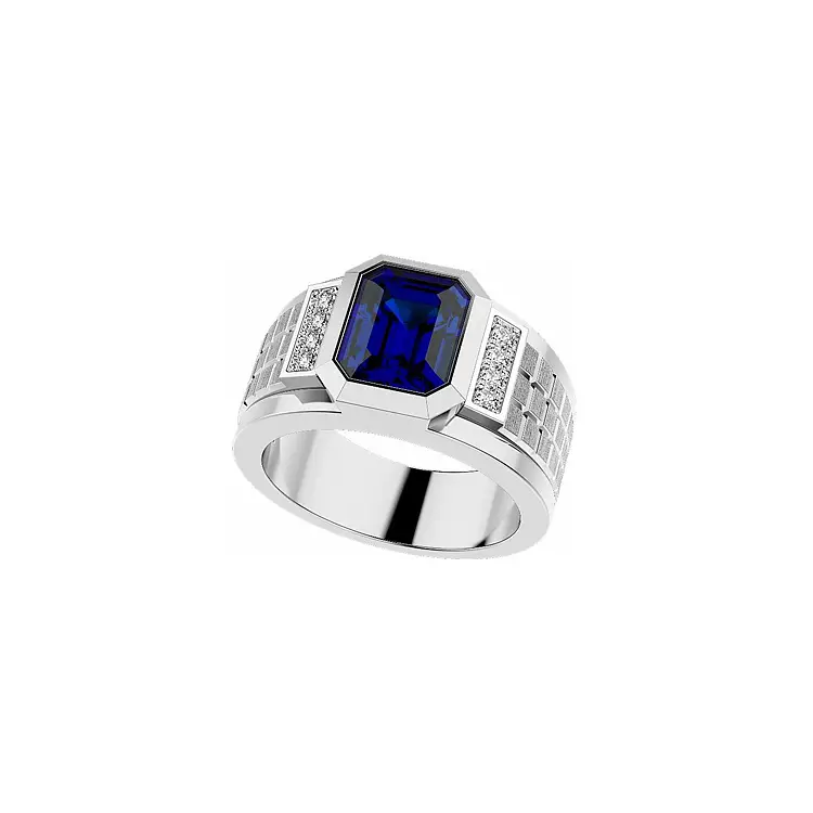 Golden Men's Ring Zancan with Sapphire