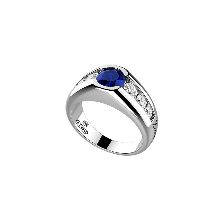 Golden Men's Ring Zancan with Sapphire