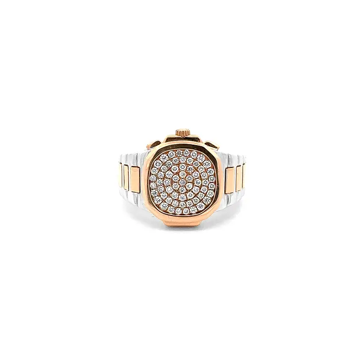 Golden Men's Ring with Diamonds
