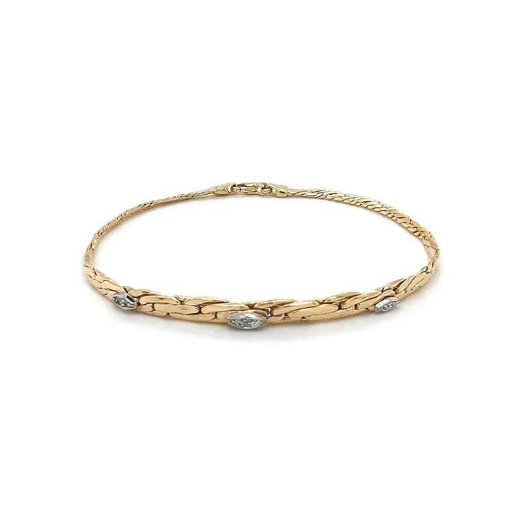 Gold Bracelet with Zircons