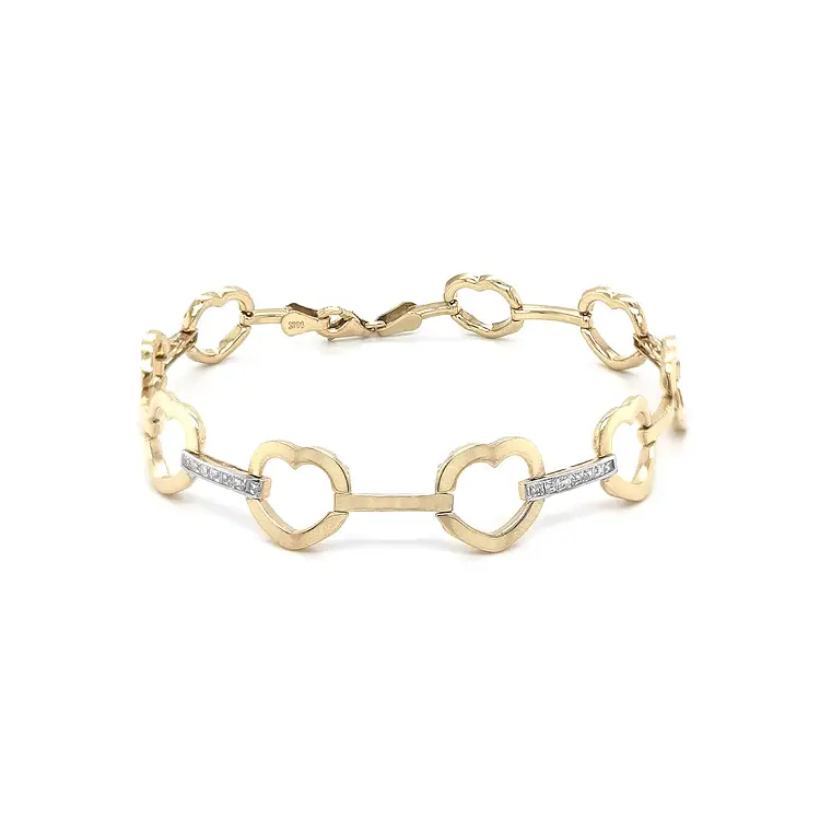 Gold Women's Bracelet Heart with Zircons