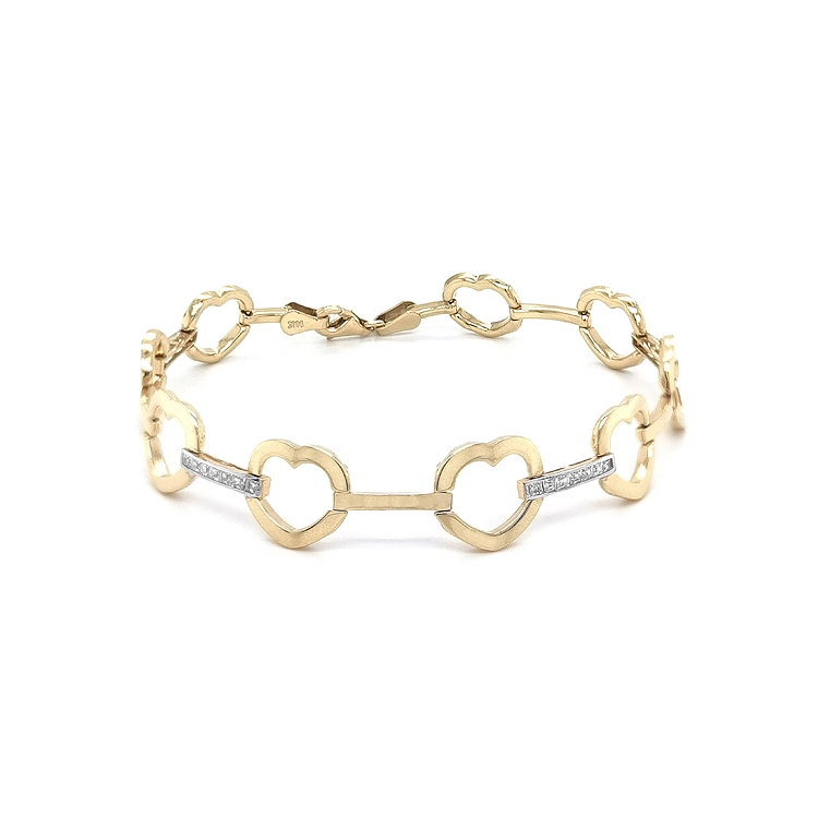 Gold Women's Bracelet Heart with Zircons
