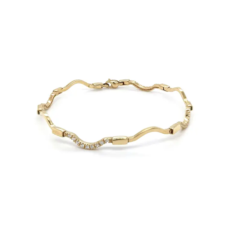 Gold Ladies Bracelet with Zircons