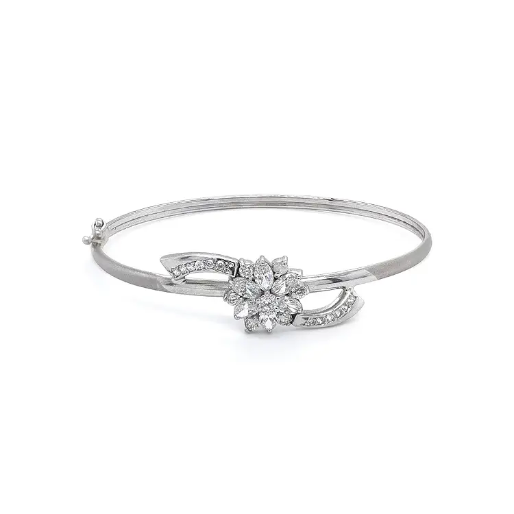 Fixed Ladies Bracelet with White Gold Zircons