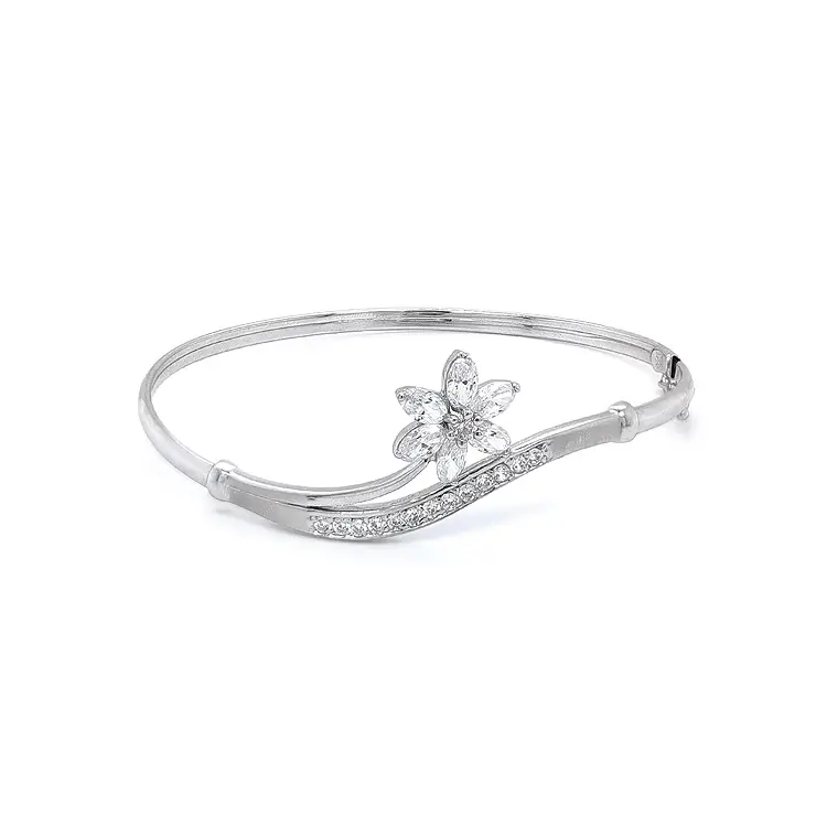 Fixed Bracelet with White Gold Zircons