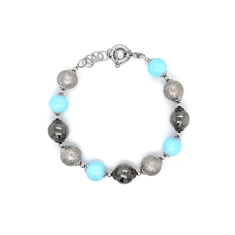 Ladies White Gold Beaded Bracelet