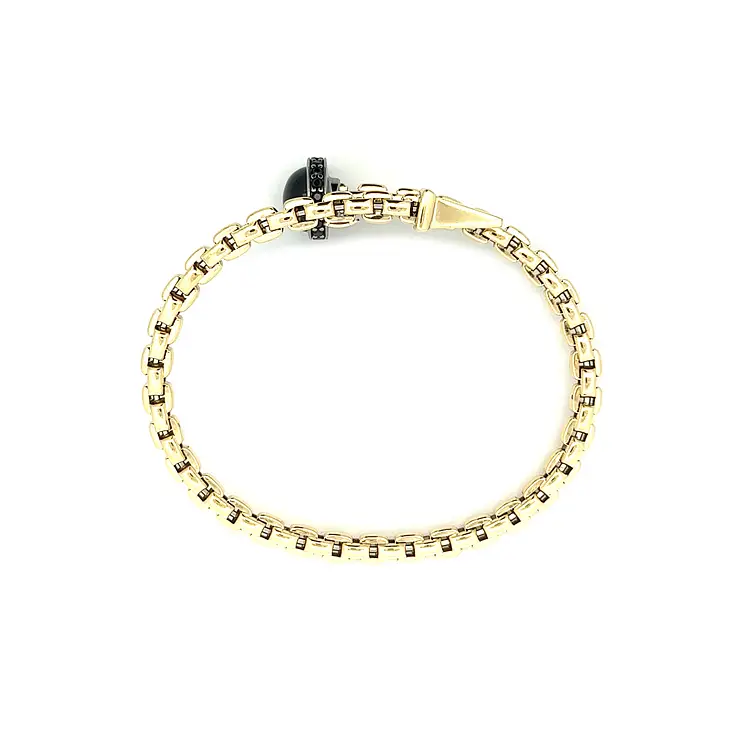 Gold Ladies Bracelet with Black Stones