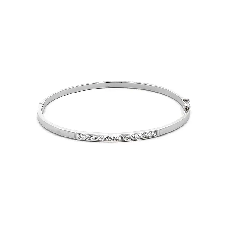 Fixed Bracelet with White Gold Zircons