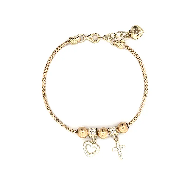 Gold Bracelet with Shining Stones and Symbolism of Love and Faith