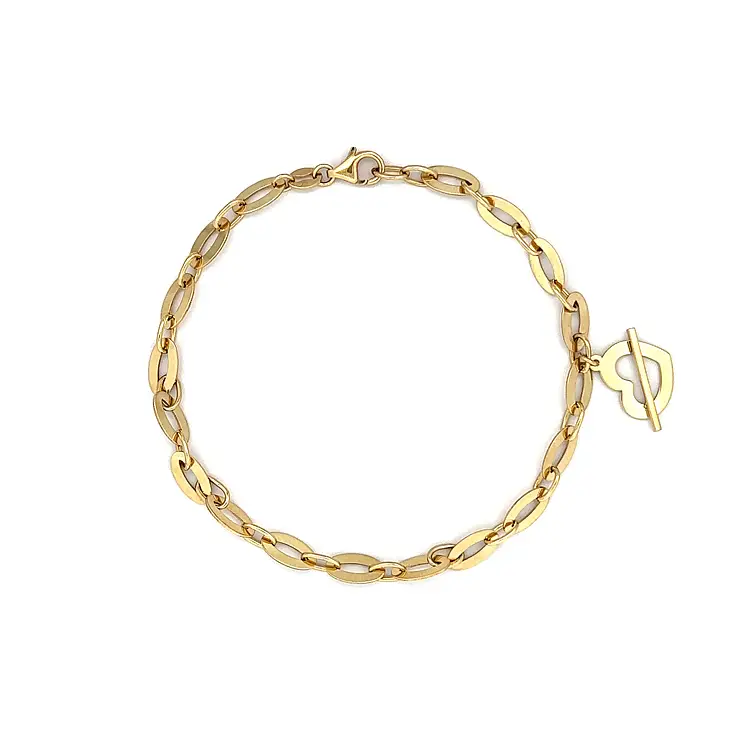 Gold Bracelet with Heart Pendant