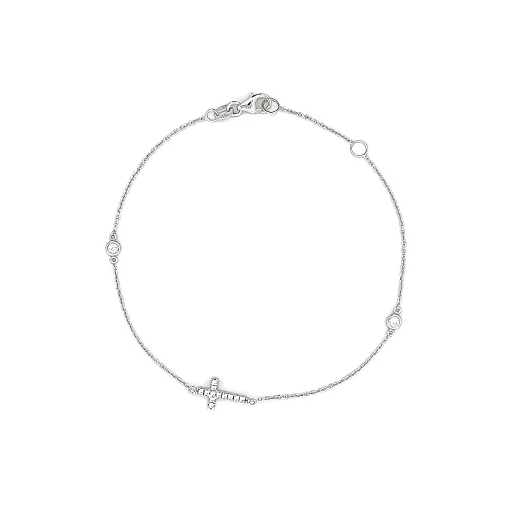 Bracelet with Zircones with White Gold Cross