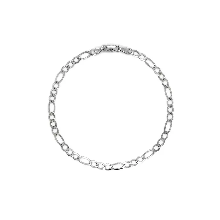 White Gold Figaro Bracelet