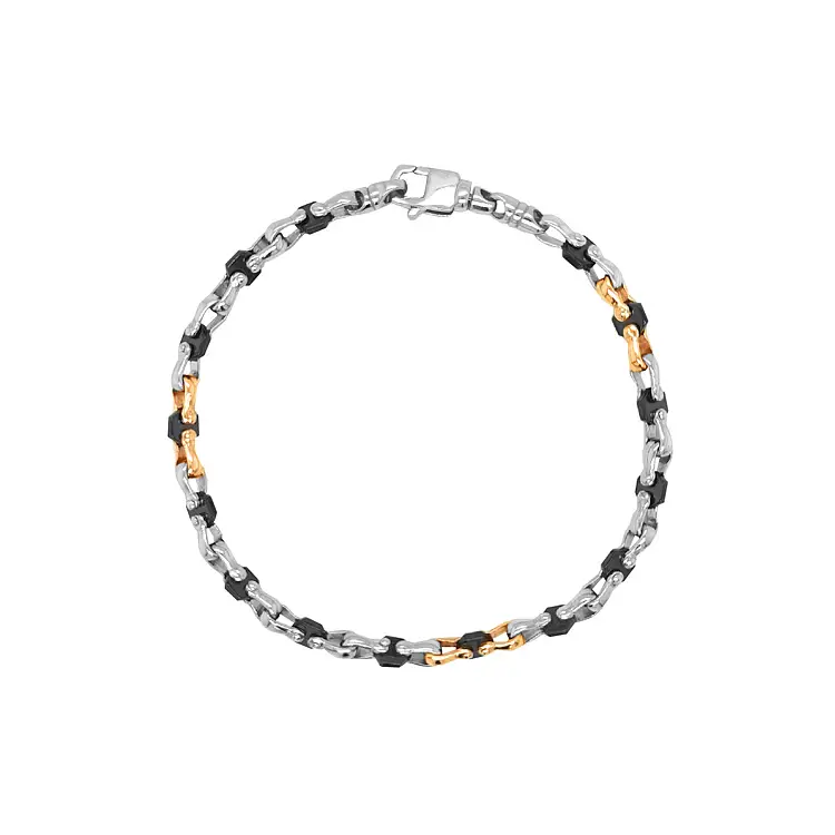 Gold Men's Bracelet made of Combined Gold with Ceramics