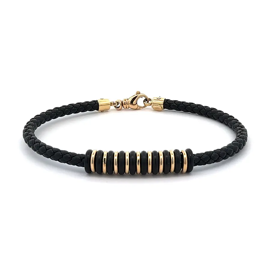 Gold Men's Leather Bracelet