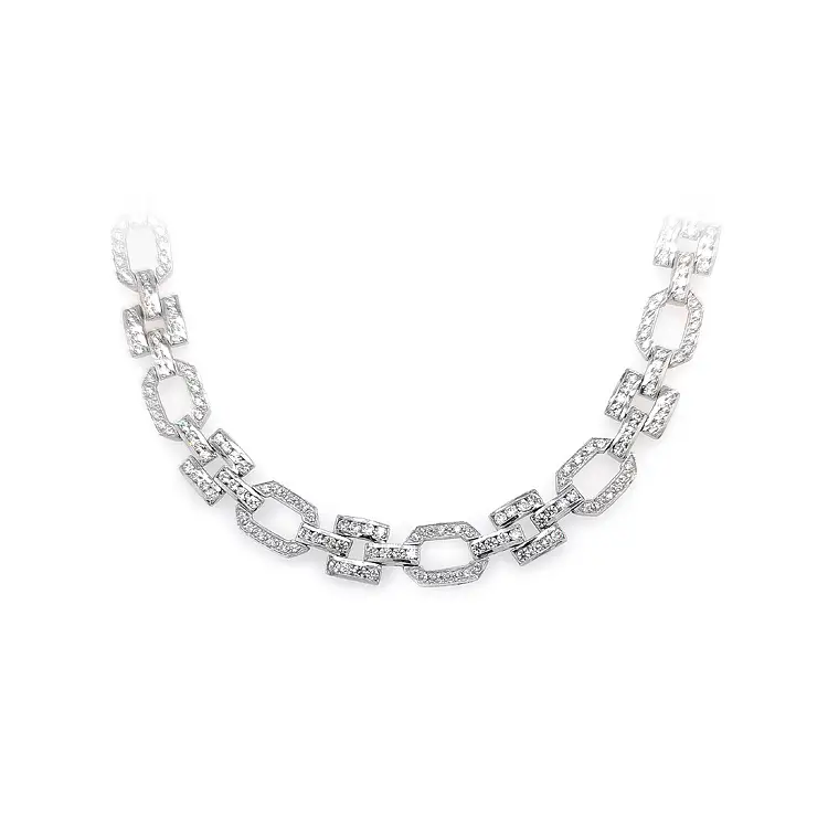Women's White Gold Necklace with Zircons