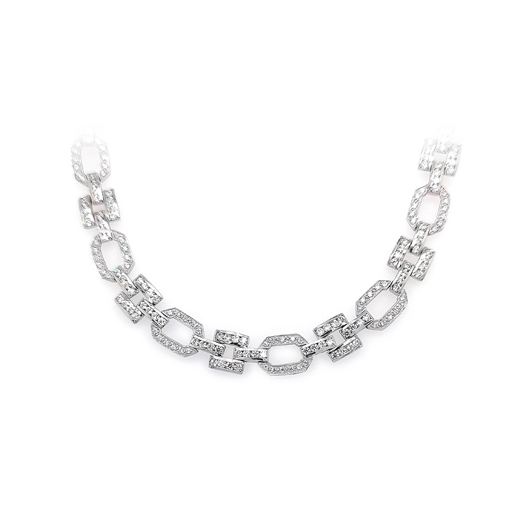 Women's White Gold Necklace with Zircons