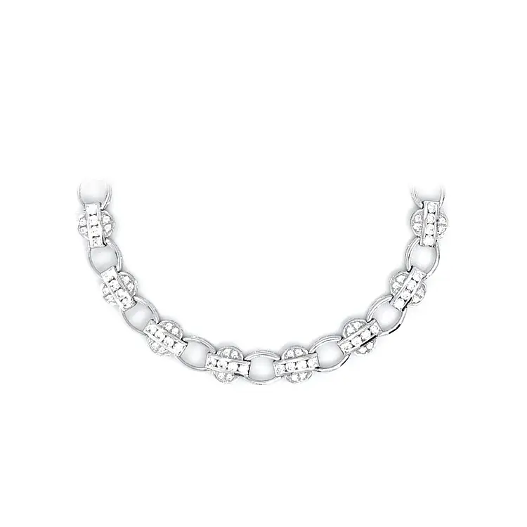Women's White Gold Necklace with Zircons