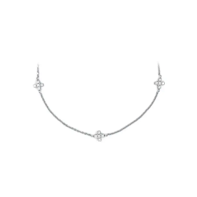 Women's White Gold Crosses Necklace