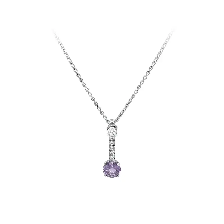 White Gold Necklace with Purple Stone
