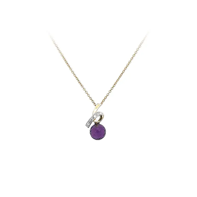 Gold Necklace with Purple Stone