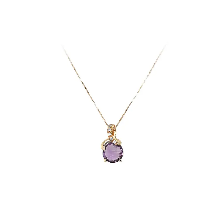 Gold Necklace with Purple Stone