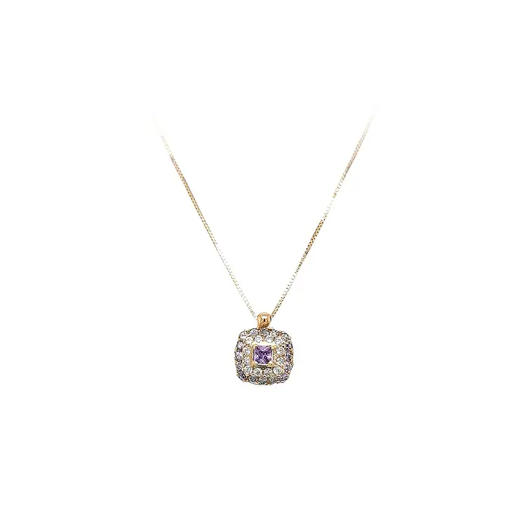 Gold Necklace with Purple Stone