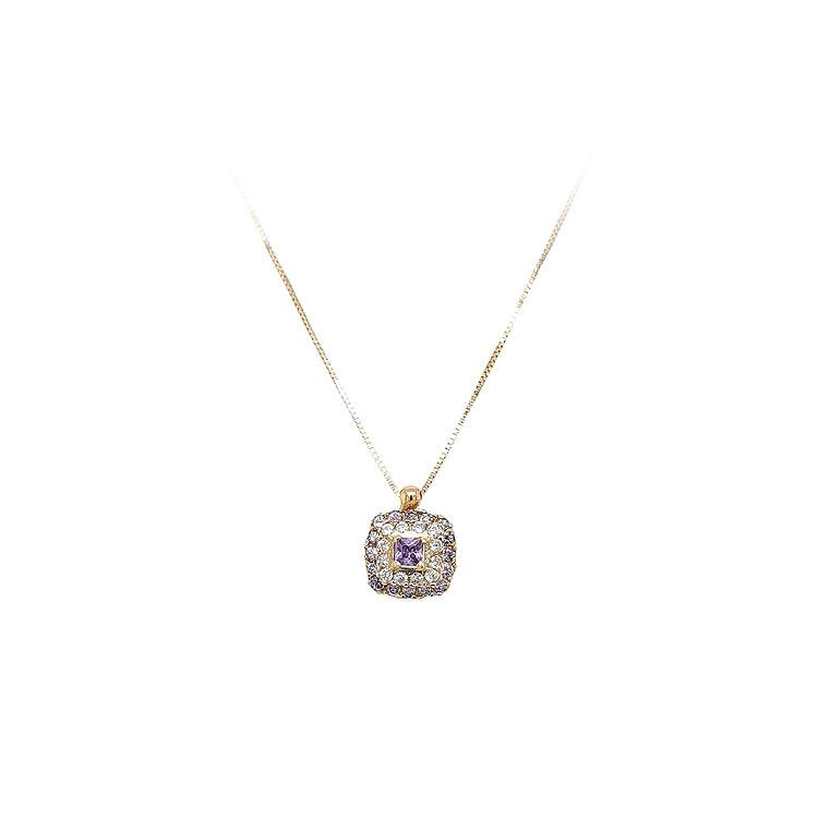 Gold Necklace with Purple Stone