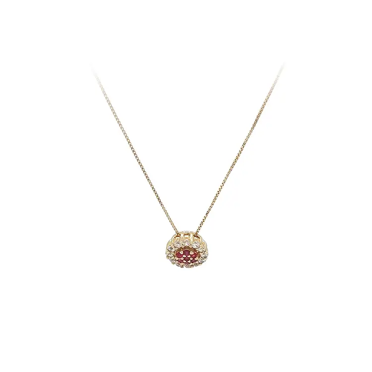 Gold Necklace with Red Stones